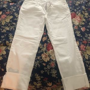 Ann Taylor Loft White Jean Crop Pants